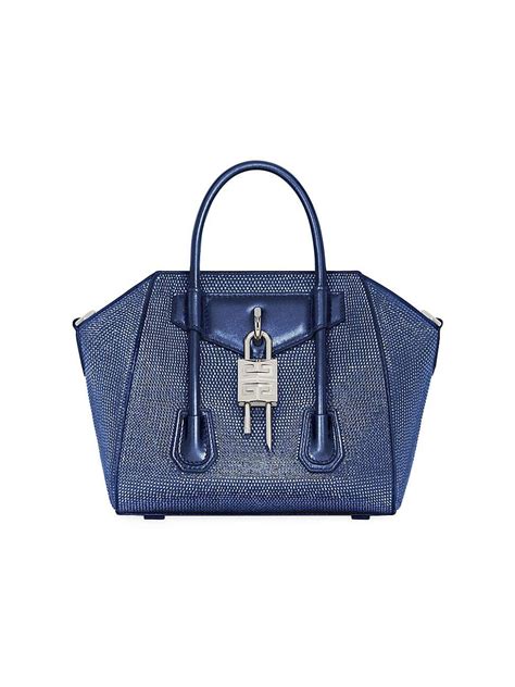 givenchy bags blue suede|Mini Antigona Lock bag in satin with strass .